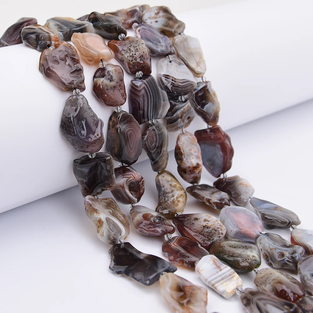 APDGG Mezcla Natural de Ágatas de Botswana Marrones, Pepitas Sueltas de Forma Libre, Cuentas Sueltas para Colgantes, Hilos de 15.5 pulgadas para Fabricación de Joyas DIY