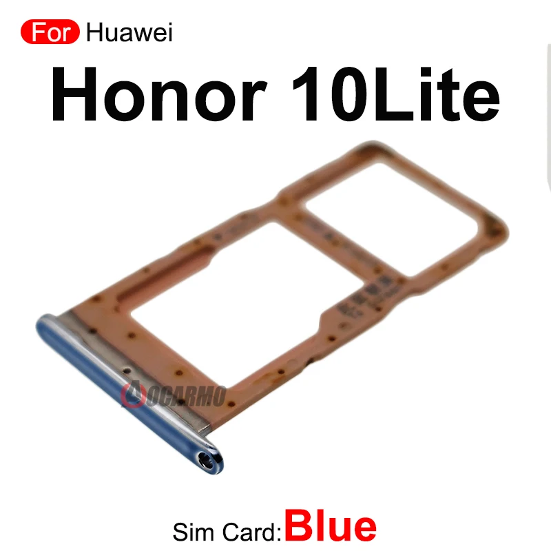 Soporte de bandeja de ranura para tarjeta SIM para Huawei Honor 10 Lite 10 Lite, piezas de repuesto, azul, rojo, gris, morado y negro, 1 unidad