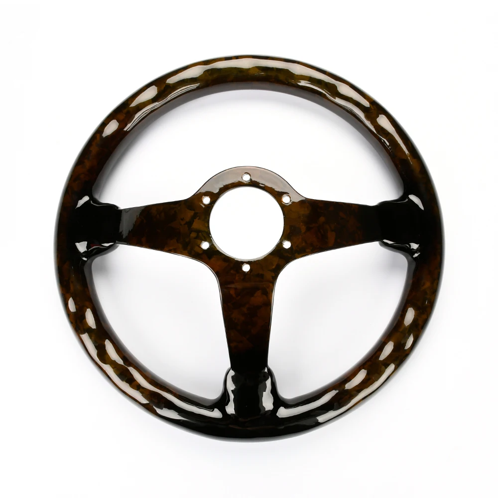 Fashion Modified Custom 100% True Carbon Fiber Brown Forged Pattern Automobile Interior Steering Wheel