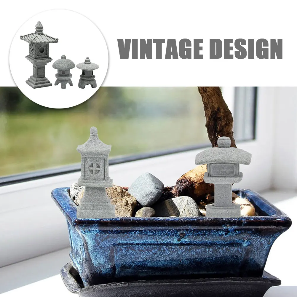 

3 Pcs Fairy Garden Stone Pavilion Ornaments Decoration Bonsai Landscaping Decorations