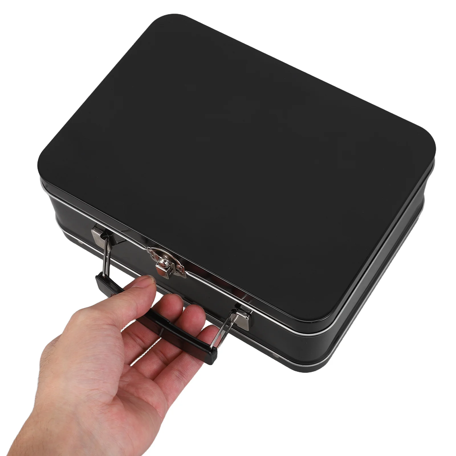 

Metal Tin Storage Box 20.5X15X7.6Cm With Handle Lock Vintage Flip Lid Case For Jewelry Candy Coins Cards Travel Desktop