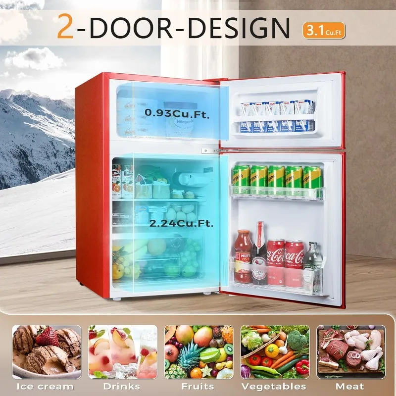 ثلاجة صغيرة مدمجة 3.2Cu.Ft. التيار المتناوب فقط 15 أمبير 115 فولت 60 هرتز تيار متردد منخفض الضوضاء سعة تخزين كبيرة