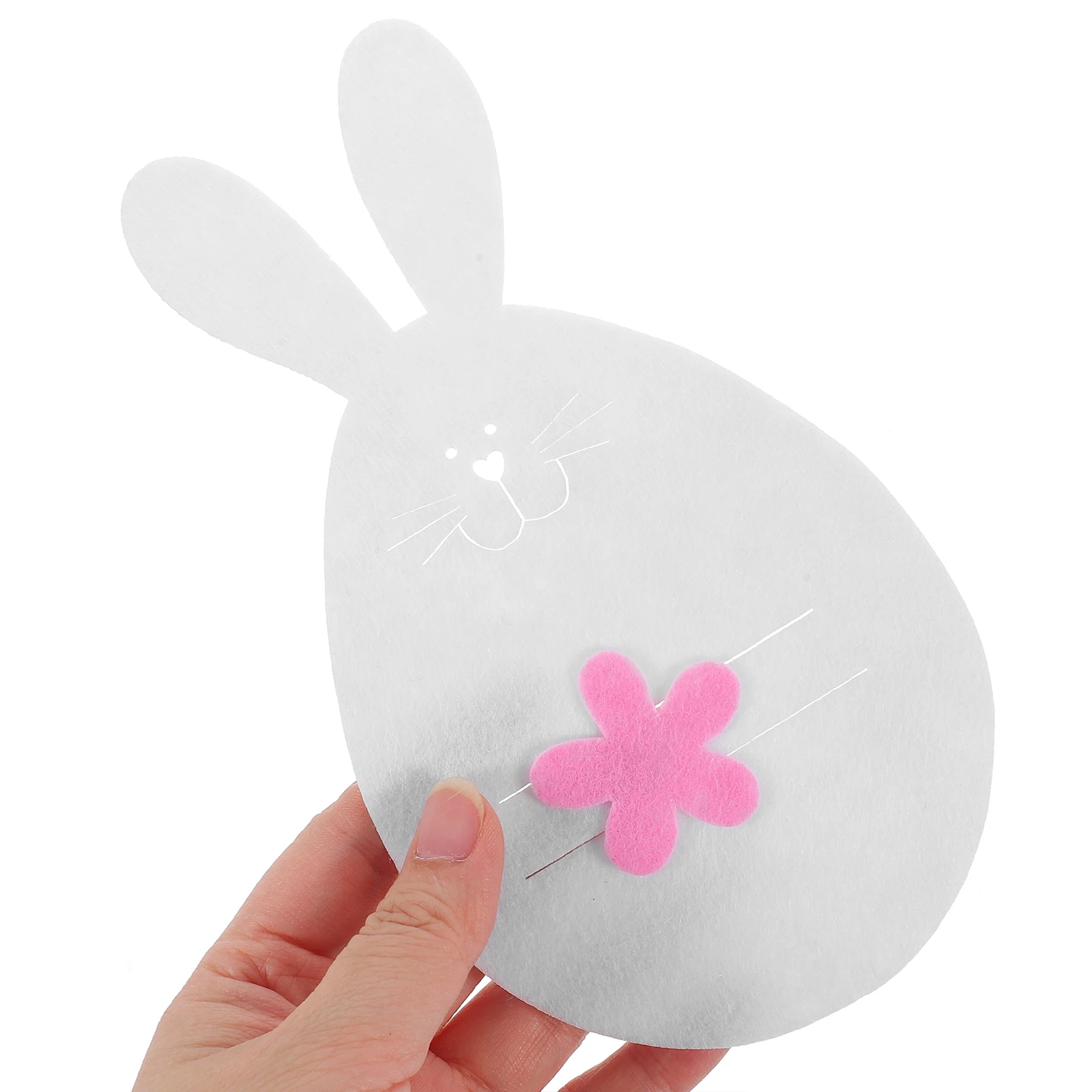 

8 Pcs Rabbit Head Tableware Holders Cutlery Pockets Bunny Decorate Adorable Bag Shape Bags Non-woven Fabric