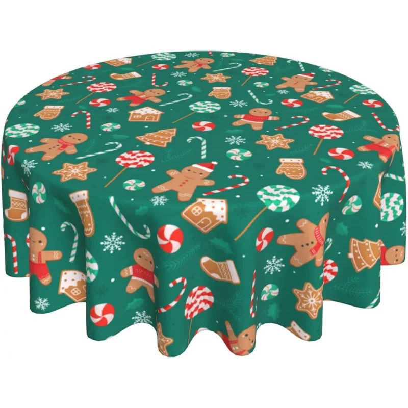 Christmas tablecloth circular 60X60cm gingerbread man candy rattan party home table mat decoration