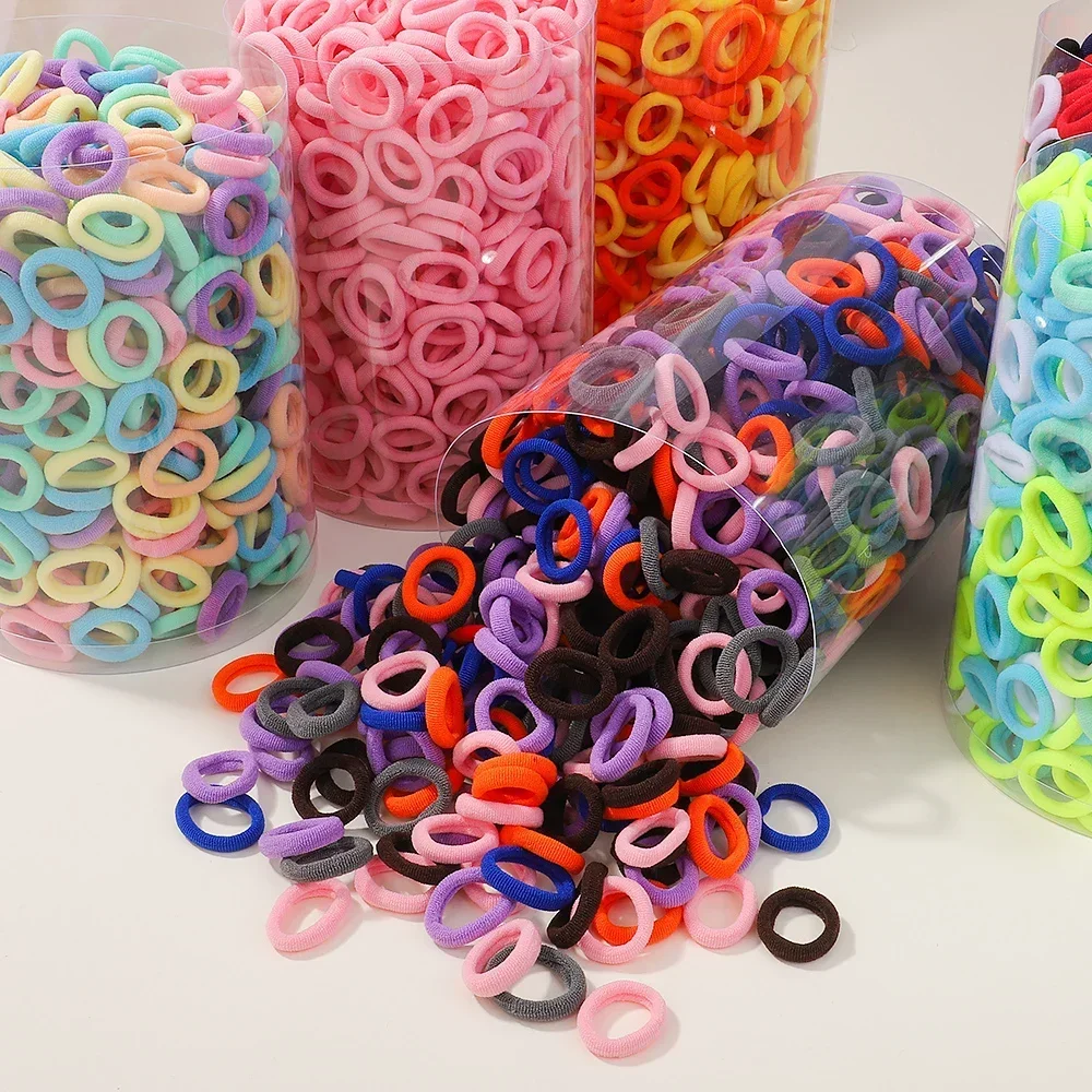 50Pcs Hair Ties Girls Colorful Nylon Ealstic Ponytail Hold Scrunchie Rubber Band Kid Fashion Baby Hair Accessories wholesale