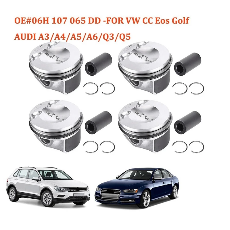 23Mm Engine Piston & Rings Set 06H107065DM 06H107065CM Automotive Supplies For  A5 A4 VW Jetta 2.0T