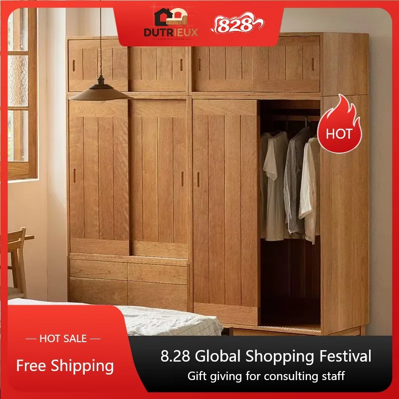 Hanging Clothes Wardrobe Closet Wood Customized Wooden Bedroom Wardrobe Closet Storage Organizer Armarios De Ropa Home Furniture