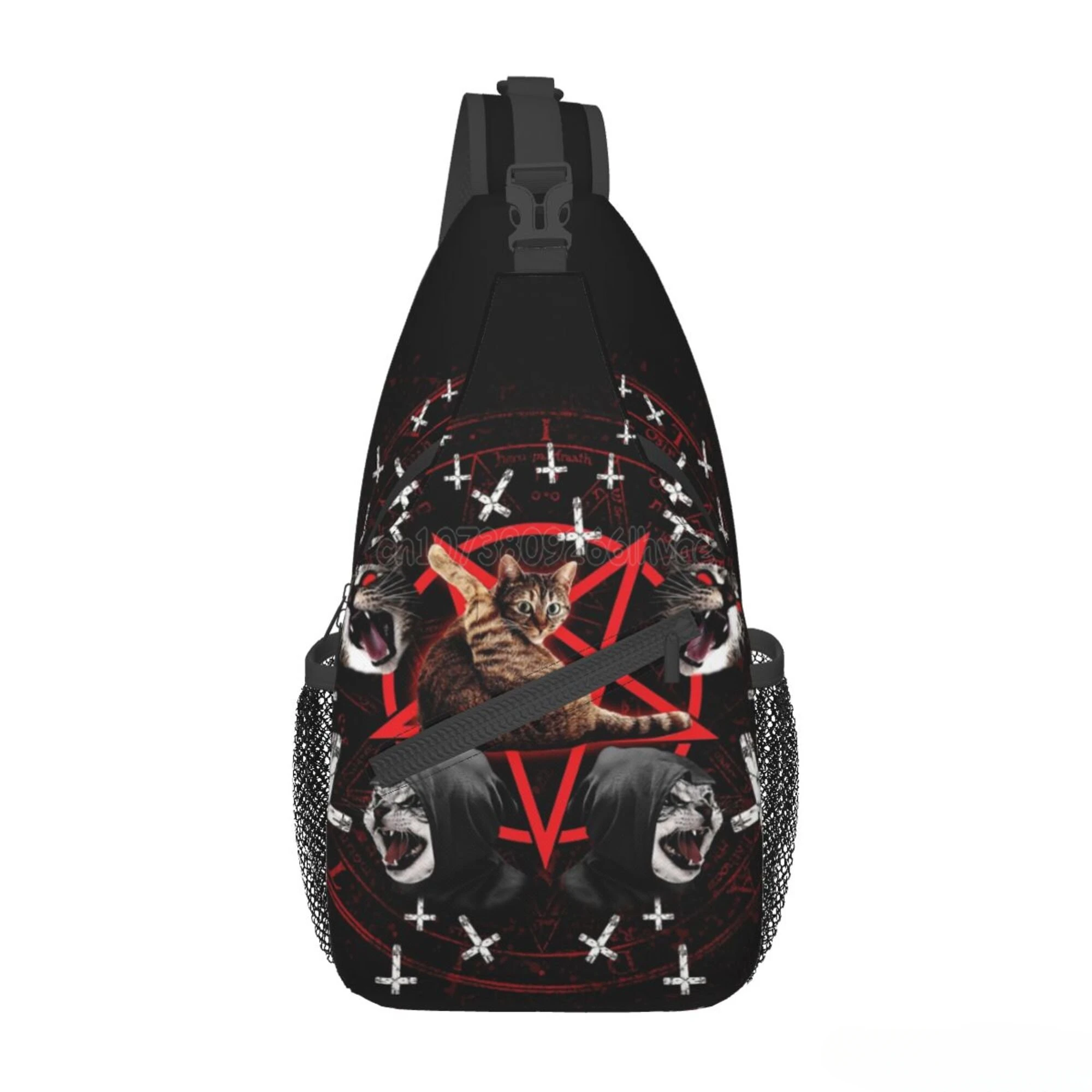 

Pentagram Satanic Cats Death Black Metal Sling Backpack Unisex Casual Crossbody Shoulder Bag Travel Sport Hiking Daypack Gifts