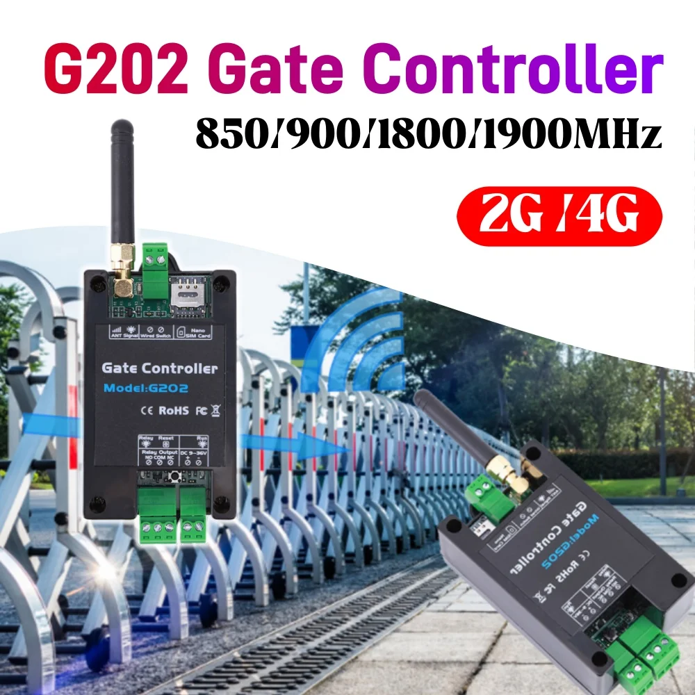 GSM 2G/4G Remote Controller G202 Single Relay Switchs Free Call Remote Control Door Gate Opener for Sliding Swing Garage Gate