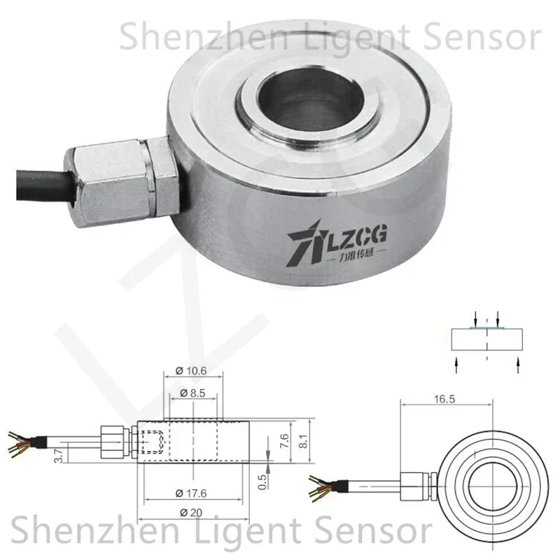 Ring Type Force Sensor Compression Push Pressure Mini Load Cell Spoke Wheel Donut washer Shaped 5kg 10kg 20/30/50kg Micro LFE-5 view 2