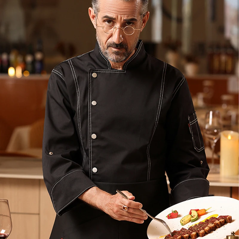 Uniformi da cuoco primavera autunno Primavera Professionale Autunno Manica lunga Cappotto da cuoco Giacca Catering Cucina Ristorante Cafe Top da lavoro