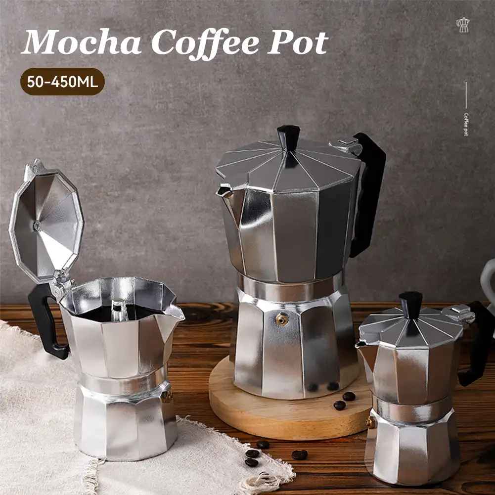 

Portable Mocha Coffee Pots Italian Aluminum Octagonal Pot Coffee Cup Maker Tea Maker Coffee Maker Home Kitchen Bar Supplies