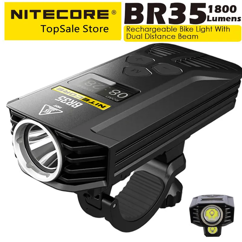 NITECORE BR35 1800 Lumen Bicycle Flashlight Strong Front Light Near Far Double Beam Riding  USB Charge with 6800mAh Battery