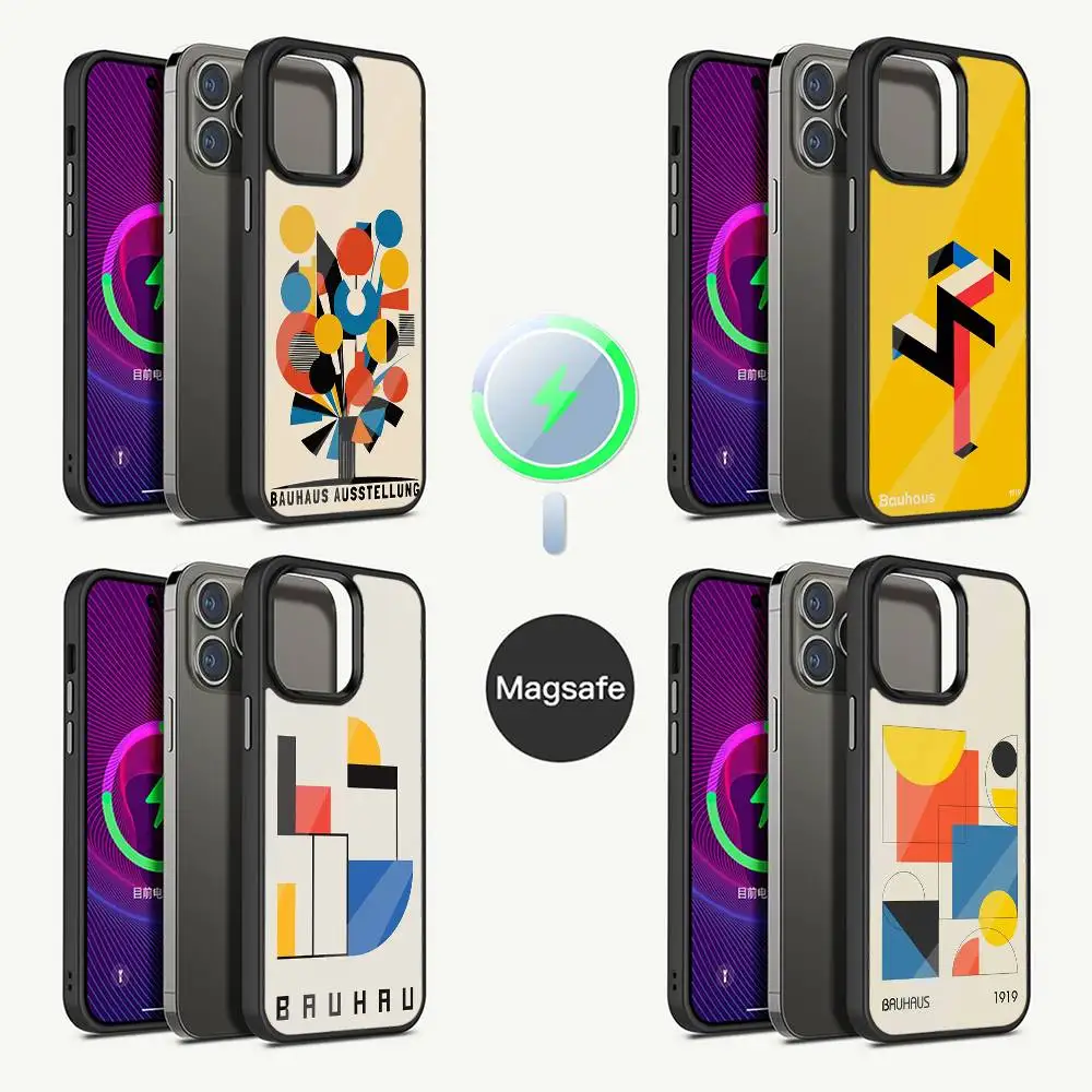 

Чехол для телефона с геометрическим рисунком Bauhaus art для iPhone 16,15,14,13,12,11, Pro, Max, Plus, Mini, Magsafe, магнитный чехол для беспроводной зарядки
