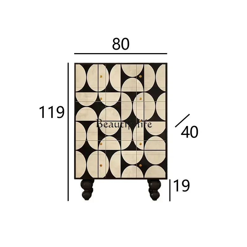 FG-French geometric pattern chest of drawers porch decoration retro bedside storage cabinet