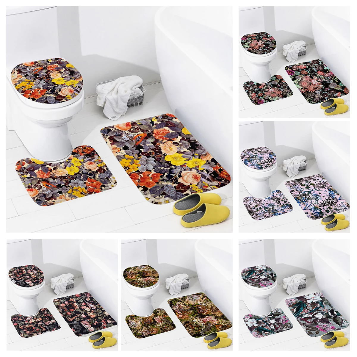 Home bathroom floor mats animal style Bath Foot mat modern accessories rug Toilet mat Bathtub anti-slip carpet plant fruit cute