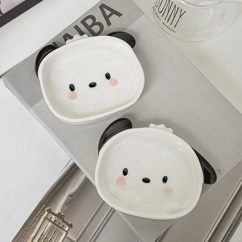 Kawaii Sanrio Cute Pochacco Ceramic Dipping Saucer Mini Home Snack Plates Seasoning Plate Soy Sauce Plate Vinegar Salad Bowl