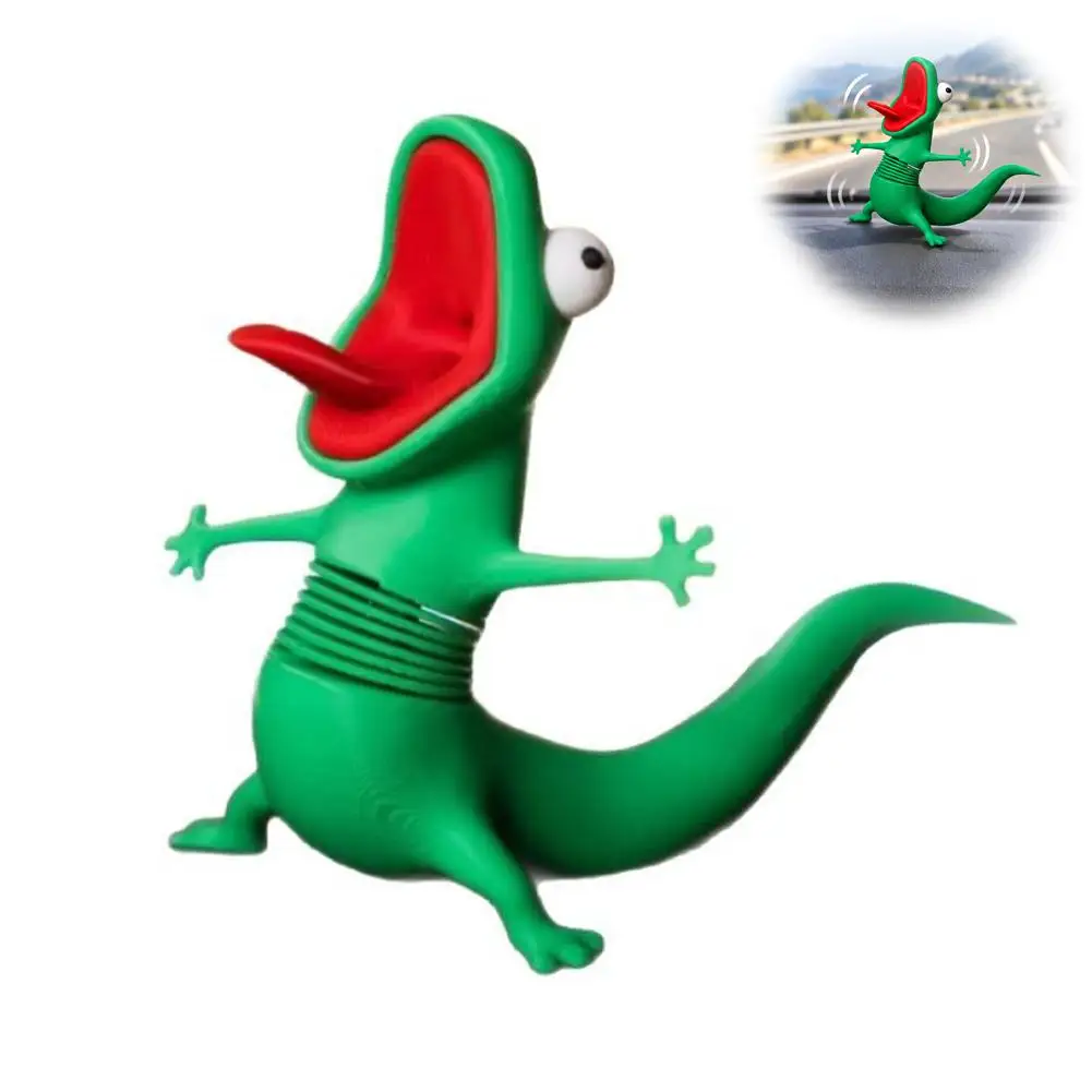 3D Printed Green Lizard Spring Ornament Funny Car Dashboard Decoration Movable Desktop Toy Gift