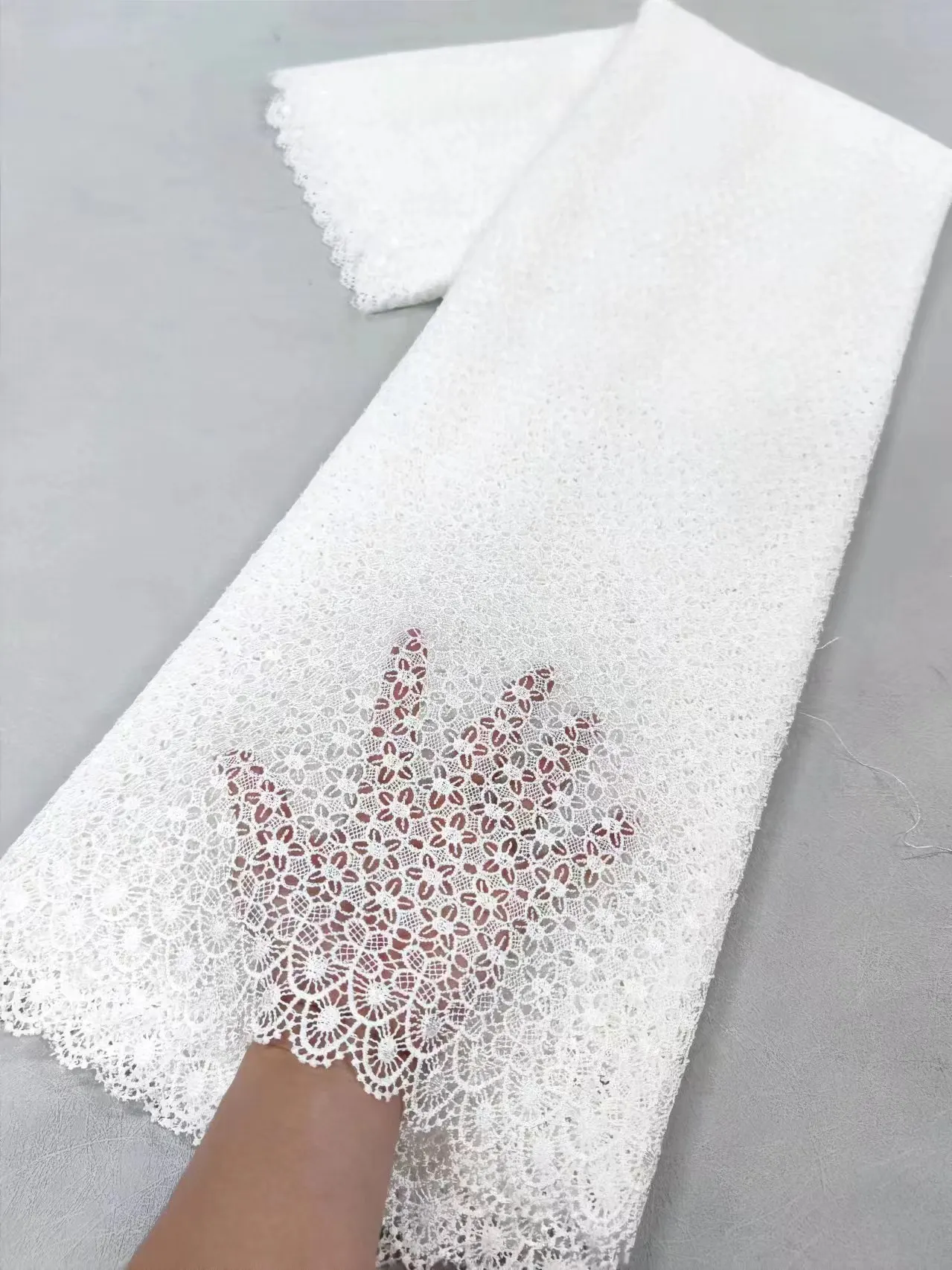 2026 African Nigerian High-Quality Tulle Lace Fabric Cotton Embroidery Guipure 5 Yards for Prom Dresses Sewing Damask XL024