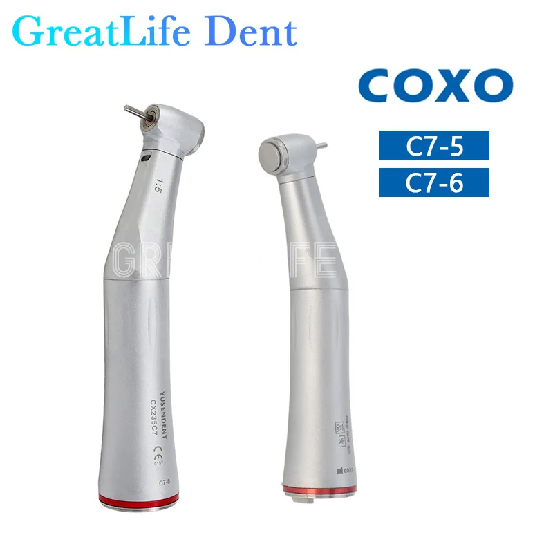 

GreatLife Dent COXO CX235 C7-5/6 1:5 Speed Increase Led External Water Dental Low Speed Handpiece Led Contra Angle 1:5 Handpiece