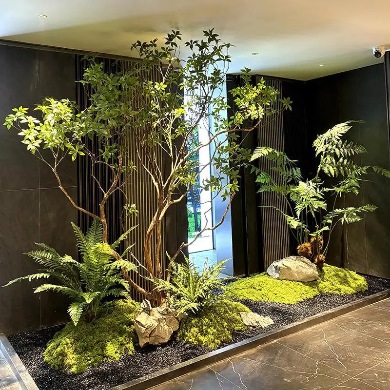 Boutique-level simulated horse drunken wood green plant landscaping window plant indoor banyan tree decorative tree large fake t