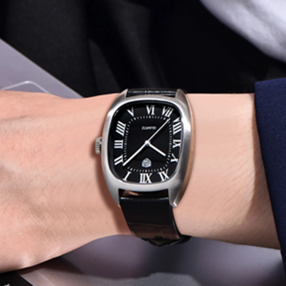 2025 جديد RollsTimi البيضاوي ساعات رجالية العلامة التجارية الفاخرة ساعة كوارتز للرجال ساعة الموضة رجل مقاوم للماء VH31 ساعة هدية جلدية