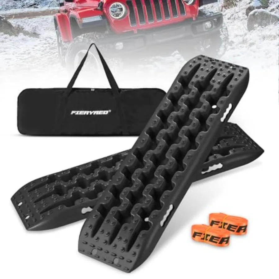 

Traction Boards Offroad Recovery Boards with 2 Leashes and Carry Bag 2Pcs Traction Mat Recovery Tracks for Sand Mud Snow Track