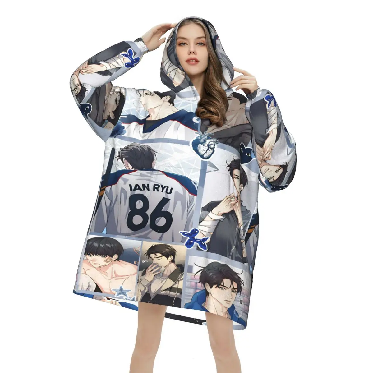 Melting Point BL Wearable Blanket Hoodie for Women Men Oversized Sweatshirt Blanket with Pocket