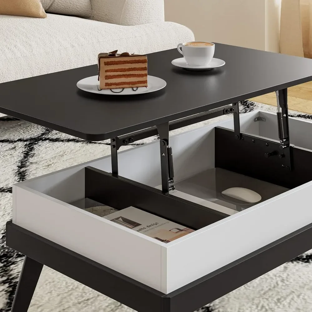 Top Coffee Table, Ten Minute Install Coffee Table Center Table with Hidden Storage Compartments, Rising Tabletop Dining Table