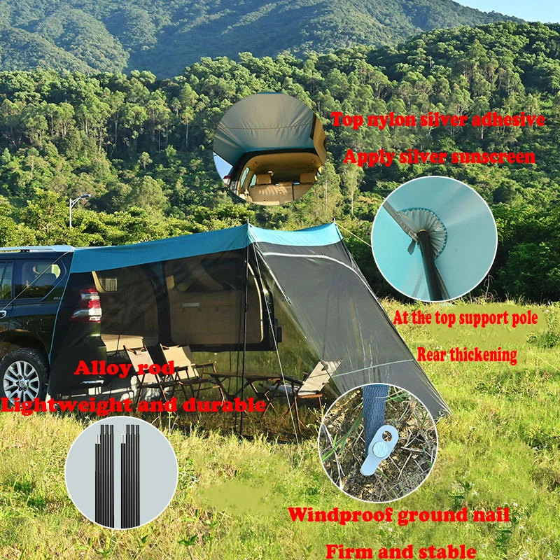 Car Rear Tent Outdoor Camping Sunshade Mosquito Control SUV/Tesla Car Camping Tent Trunk Car Side Car Rear Canopy