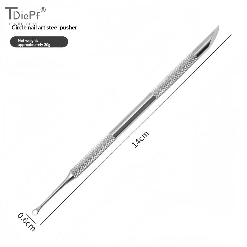 Double-ended Stainless Steel Remover Manicure Sticks Tool Bevelled Nail Grinding File Circle Beveled Head Cuticle Pusher 1/4PCS