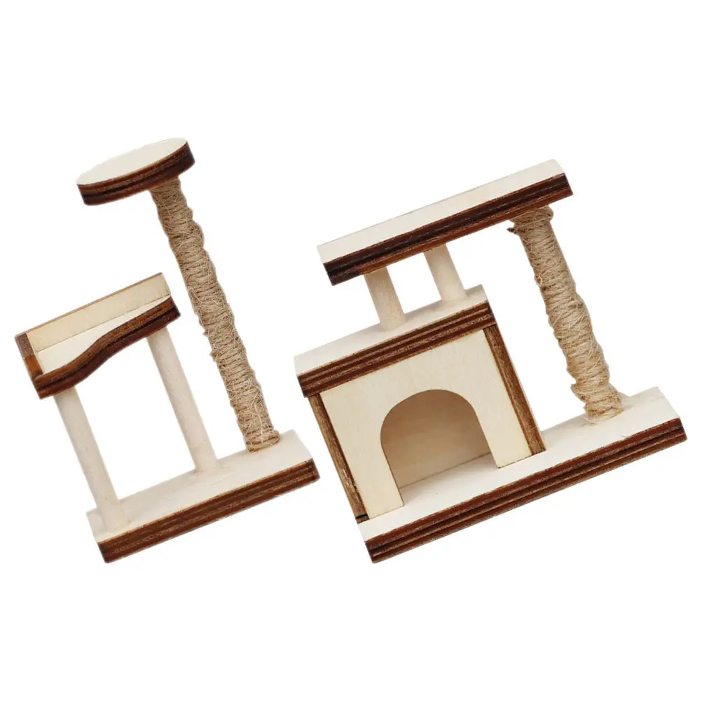 

2Pcs Wooden Mini House Furniture Cat Climbing :12 Scale Realistic Unfinished DIY Decor for Dollhouse Pet Room Miniature