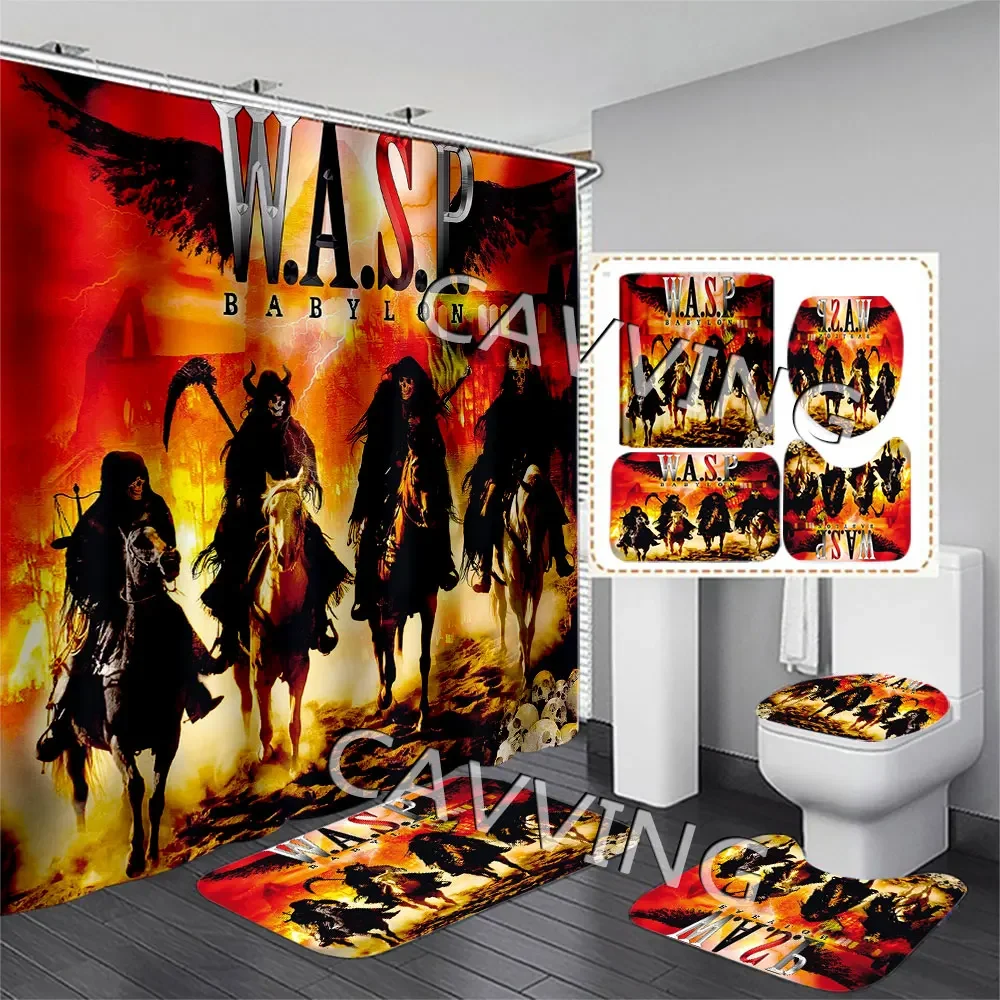 W.A.S.P Band  3D Print  Shower Curtain Waterproof Bathroom Curtain Anti-slip Bath Mat Set Toilet Rugs Mats Home Decor    H04