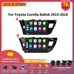 Dla Toyota Corolla Ralink 2014-2016 GPS WiFi Radio samochodowe Nawigacja multimedialna Android 14 Bezprzewodowy ekran Carplay stereo 2DIN