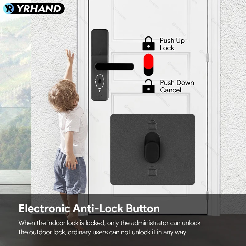 Yrhand fechadura eletronico digital ttlock app finger abdruck entsperren bluetooth wasserdicht smart türschloss mit alexa