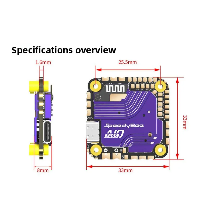 Speedybee F405 AIO التحكم في الطيران 40A الكهربائية ضبطها كروس الطائرات FPV بارومتر بلوتوث تعديل المعلمة اللاسلكية