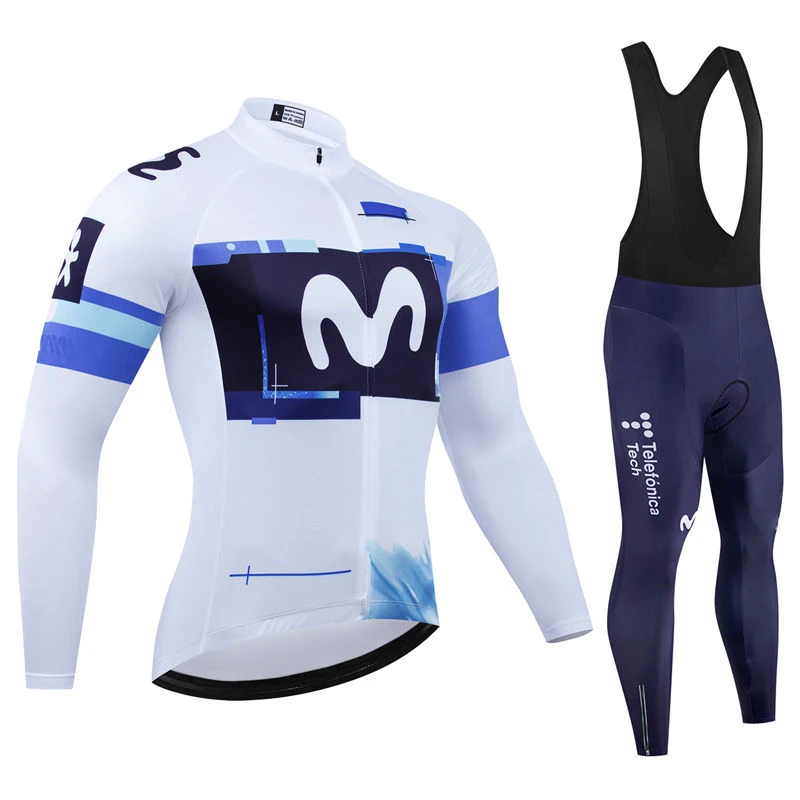 

Movistar Autumn Pro Team Cycling Jersey19D Bib Set MTB Uniform Bicycle Clothing Quick Dry Bike Clothes Mens Long Cycling Wear