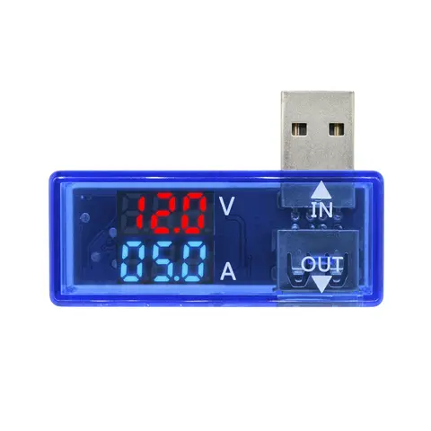 L 형 3 자리 USB 전압계 전류계 측정기 빨간색과 파란색 듀얼 디스플레이 전력 용량 충전기 감지기