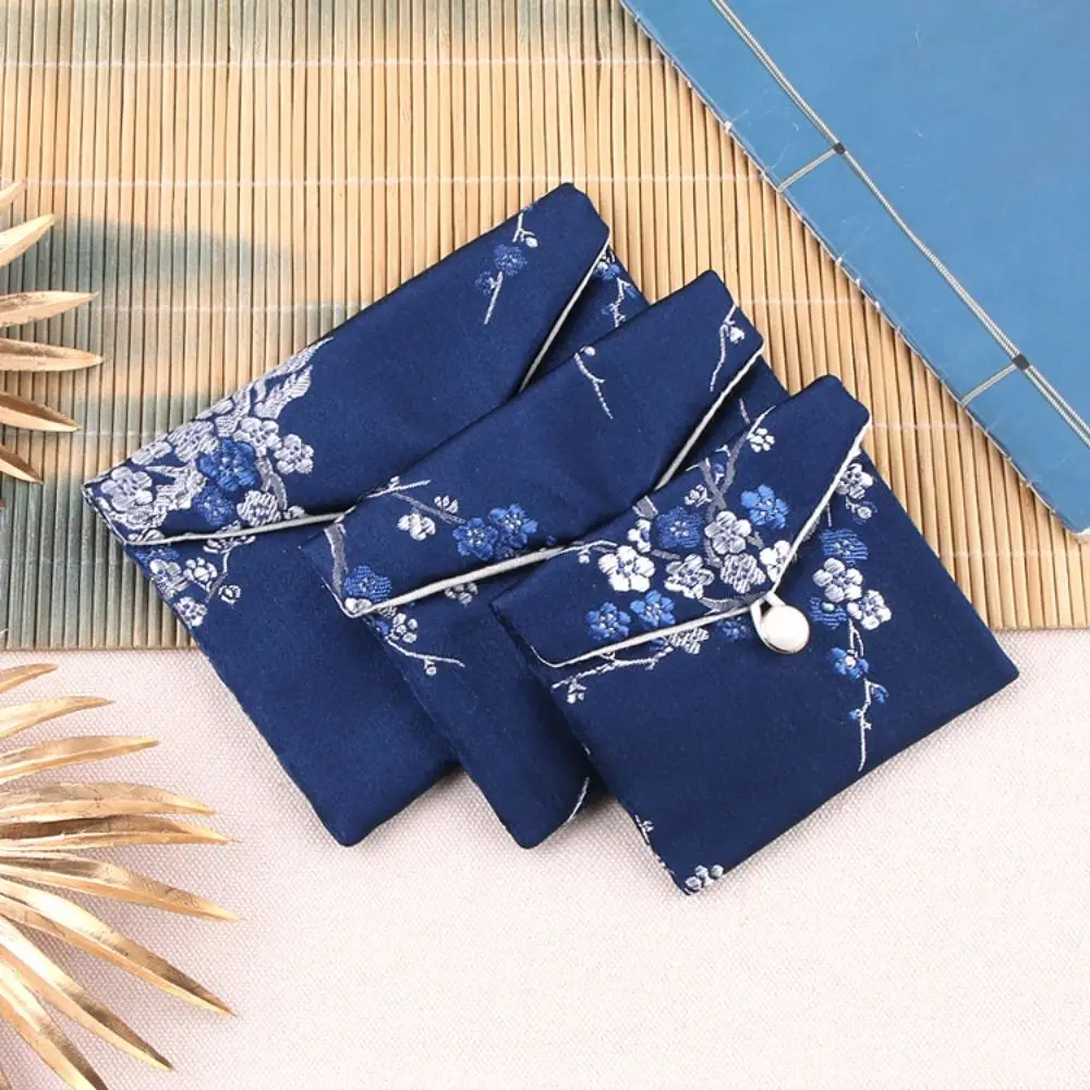 Smooth Satin Jewelery Bag Buckle Embroidered Jewelery Storage Bag Floral Bracelace Bag Wallet Children