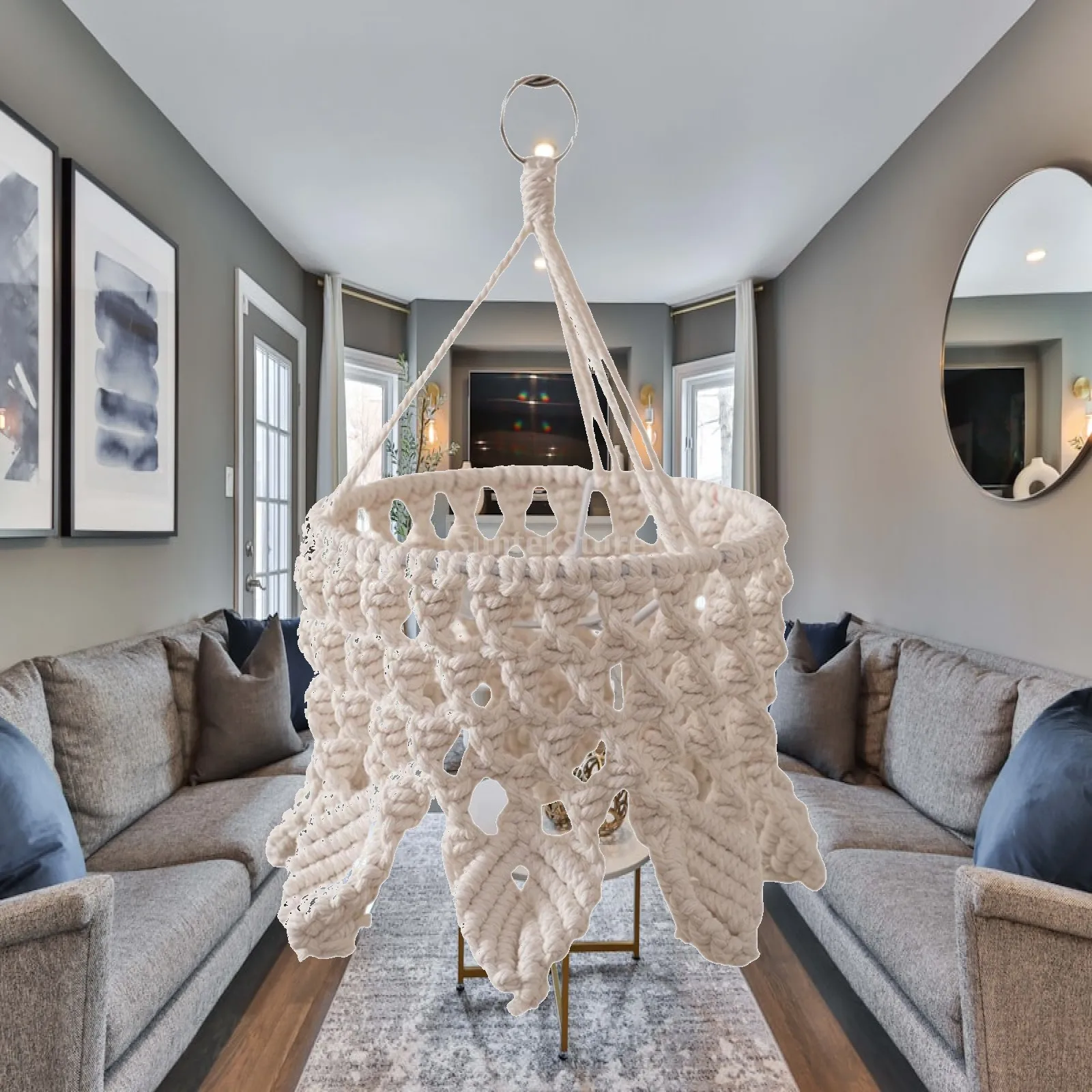 

Handcrafted Macrame Lamp Shade Woven Pendant Light Cover for Home Decor Dining Room Cafe