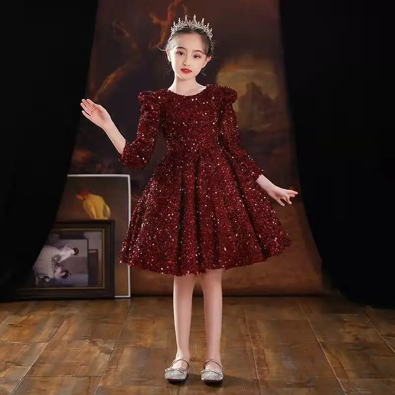 Girl Princess Dress Spring and Autumn New Style Children's Flower Girl Evening Dress Little Girl's Birthday