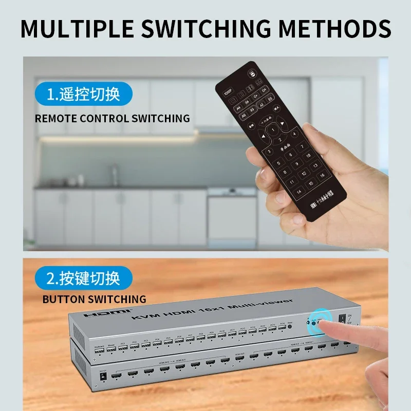 HDMI KVM 16-Screen Splitter Video Wall Controller 1080P 16-Screen Video Wall Processor TV Video Wall Box for Multi-Display Contr