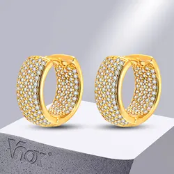 Vnox Sparking Full CZ Stone Small Hoop Earrings for Girls Women, Bling Cubic Zirconia Hoops Huggies, Summer Ear Jewelry