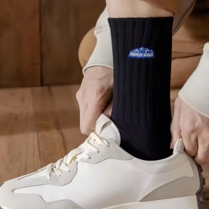 Sock Men's Spring Summer Retro Ribbed Mid-Calf Socks Trendy Breathable Comfort Casual Daily Wear Socks Fashion Sports Crew Socks