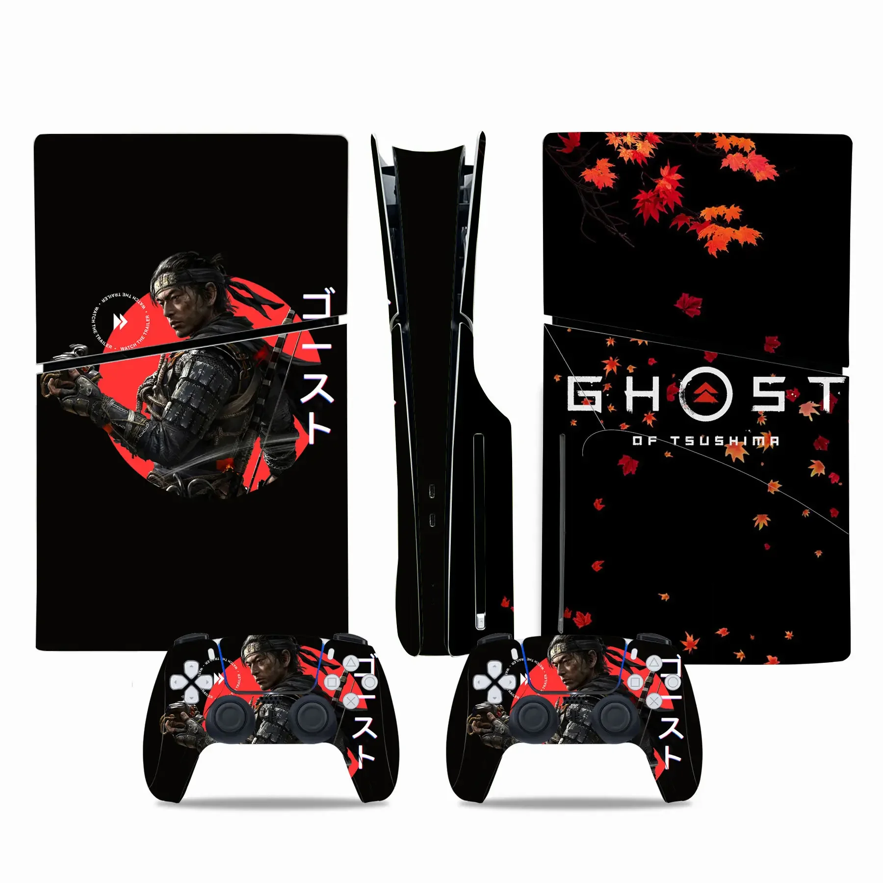 Ghost of Tsushima Game PS5 Slim Disc Skin Sticker Decal Cover for Console and 2 Controllers New PS5 Slim Disk Skin Vinyl