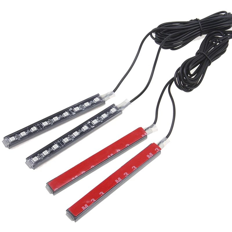 سيارة الداخلية LED قطاع أضواء مصباح لتهيئة الجو مصباح مع شحن السجائر الديكور فوتويل الإضاءة شريط أخضر/أزرق/أصفر