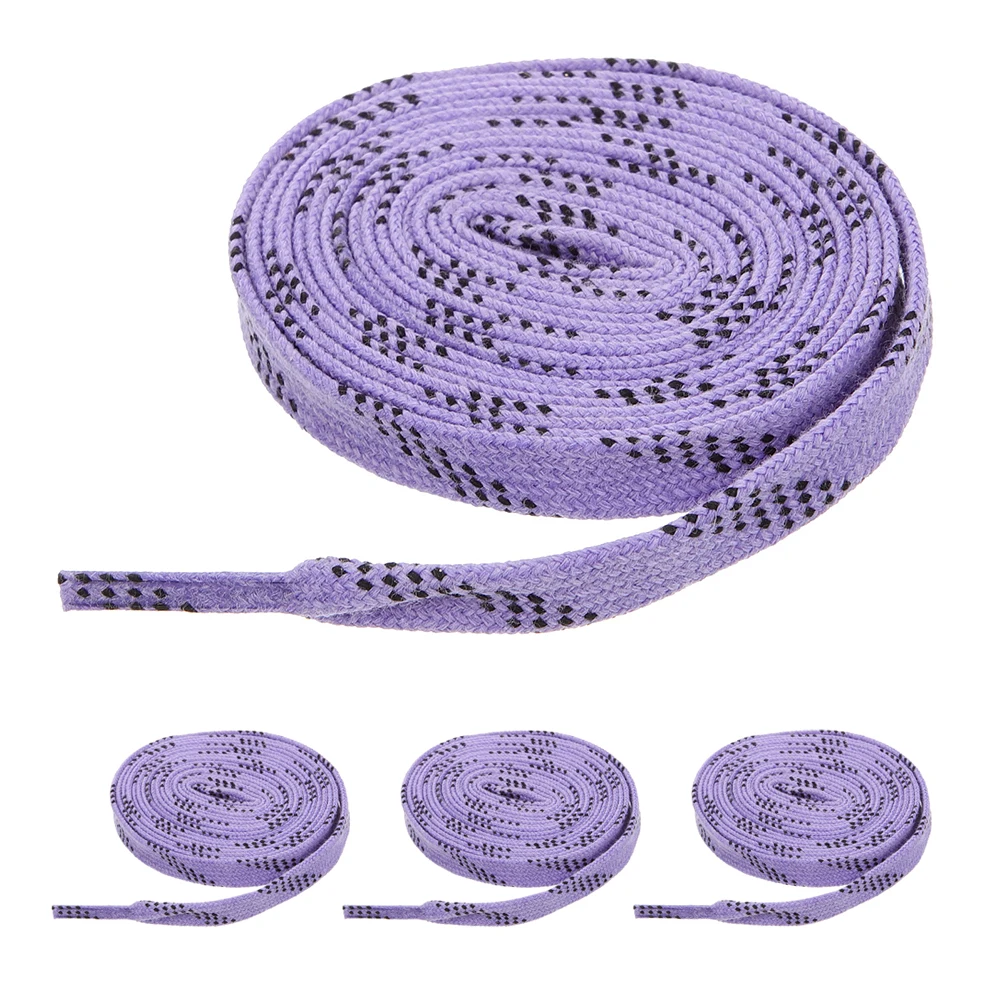 

2 Pairs Waxed Shoelaces Purple Flat Long Cotton Polyester Sports Roller Skates Hockey Shoes Laces Wear Resistant Practical