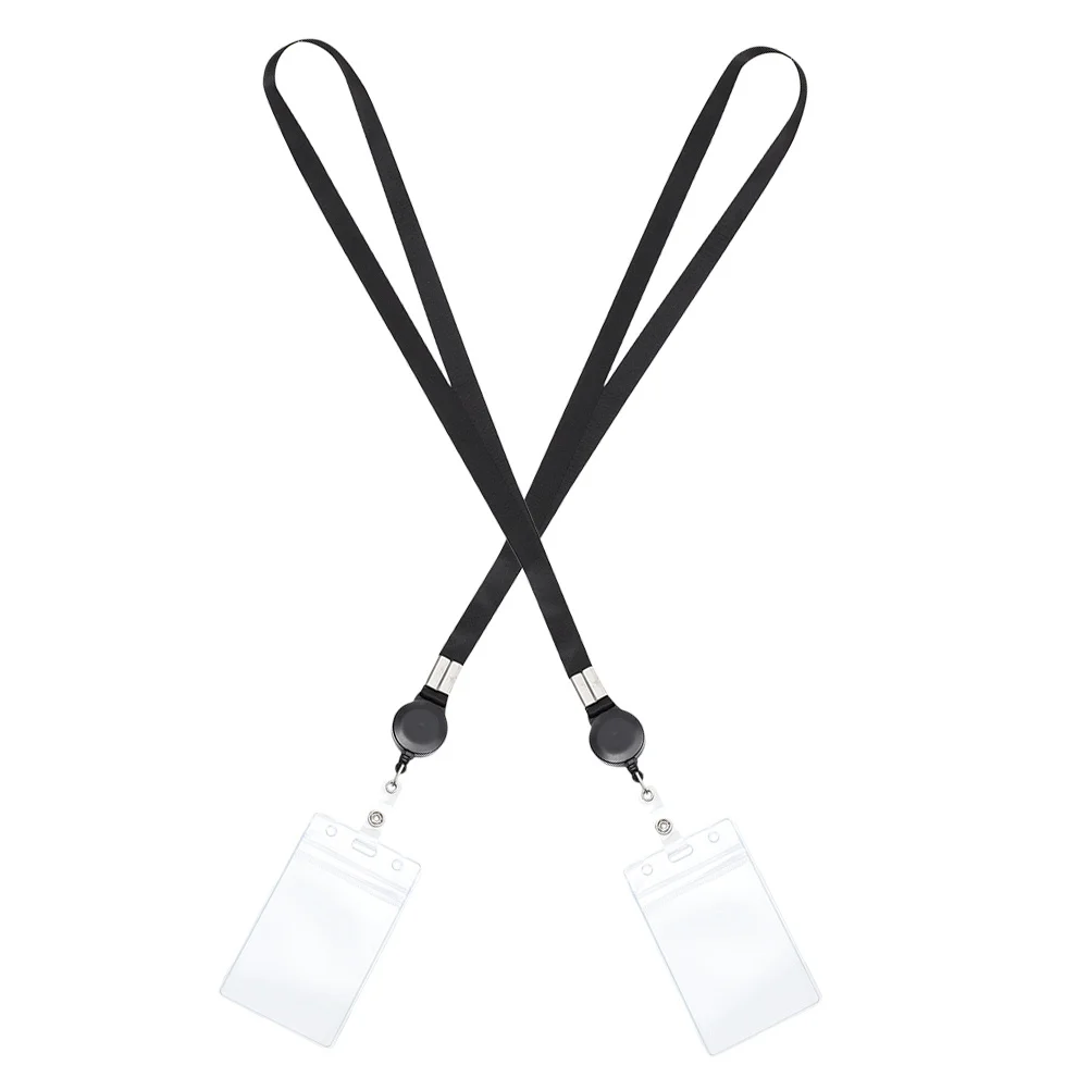 

2Pcs Clear Id Badge Holder Card Sleeve Lanyard Anti-Scratch Cards Covers Protective Storage for Employee Cards