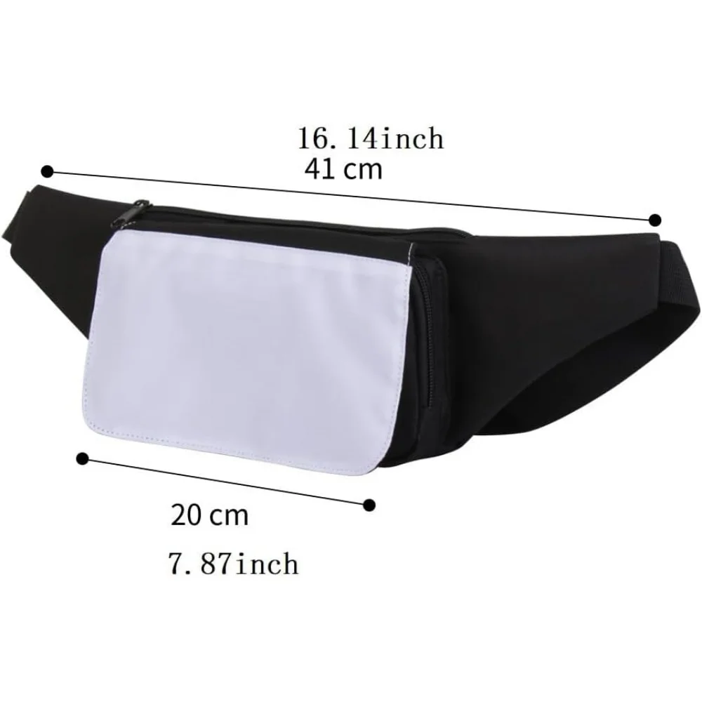 6 قطع التسامي فارغة النساء الرجال تشغيل الخصر حقيبة حقيبة بحزام مع حزام قابل للتعديل البريدي DIY بها بنفسك طباعة نقل الحرارة