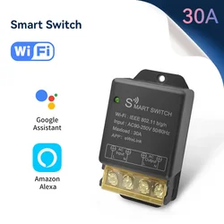 30A 1CH WiFi High Power 1 Channel Smart Home Switch Module for Water Pump,AC220V Wireless Relay,2.4Ghz Remote Work With Ewelink